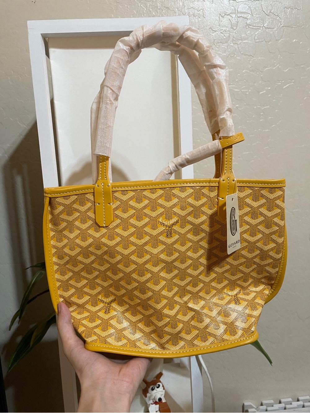 Goyard Anjou Yellow Chevron Mini Tote Bag with Top Handles - Picture 1 of 6